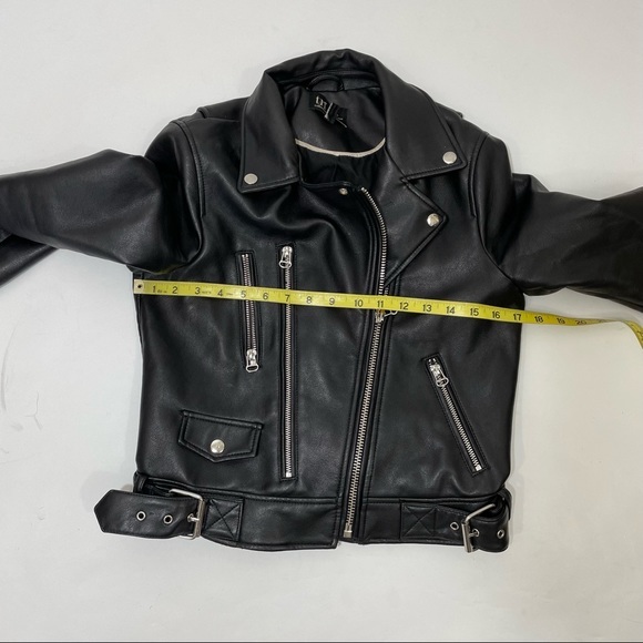 Zara faux leather vegan moto motorcycle jacket black size small zippers - Picture 6 of 8
